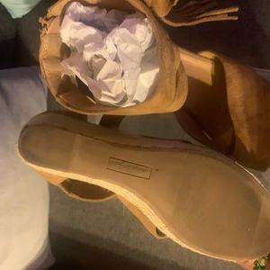 Camel Faux Suede Wedge Sandal